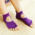 Purple open toe yoga socks, short tube backless five toe athletic socks for women fitness - One Size / Purple