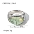 Grüner Harz Edelstahl Ring Vintage Mode offener Statement Ring für Damen und Herren Schmuck - Größe 6 / Grün