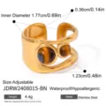 Einstellbarer unregelmässiger edelstahl offener ring mit tigerauge luxus damenschmuck - JDRW2408015-BN