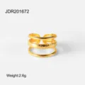 Goldfarbener mehrschichtiger Edelstahlring, eleganter Vintage Modeschmuck Artikel. - Gold