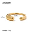 Bague ouverte massive en acier inoxydable doré, bijou de doigt rétro minimaliste européen. - Ouvert Brillant Streamlined(JDR202240) / Or