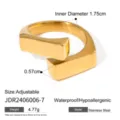 Bague Ouverte Géométrique en Acier Inoxydable Doré Réglable Bijou Tendance Mode Élégant - Géométrique 3D Ouvert(JDR2406006-7) / Or