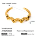 Goldene unregelmäßige gewellte Armspange für Damen, verstellbarer Edelstahl Armreif Modeschmuck. - Wellenförmiges Offenes Armband (JDB2405016) / Gold