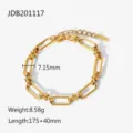 Goldene Edelstahlkette Armband für Damen, geometrisches Glieder-Design, eleganter Schmuck. - Geometrisches Kettarmband(JDB201117) / Gold