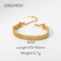 Goldenes Edelstahl mehrsträngiges Mesh Kettengeschenk Damen Armband Alltag Schmuck 8mm - Mehrschichtiges Geflochtenes Armband(JDB201051) / Gold