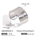 Breites Edelstahl Silber Manschettenarmreif, wasserdicht und hypoallergen Damenschmuck. - Glattes Offenes Armband (JDB2405032-S)