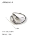 Verstellbarer Edelstahl Offener Ring mit einzigartigem asymmetrischem Design für Damen. - Unregelmäßiger Dreidimensionaler Hohlring (JDR2402001-S) / Silber