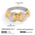 Zweifarbiger Edelstahl Sonnen Ring mit Zirkonia, wasserdicht, hypoallergen, verstellbar. - Zweifarbiger Sonne Mond Strass Ring(JDR0306007-PS-7) / Größe 7