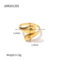 Bague Ajustable Goutte d'Or 18K Acier Inoxydable Anneau Ouvert Géométrique Bijou Tendance Mode - Goutte Asymétrique Ouverte(JDR201355)
