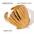 Anillo abierto de concha de acero de titanio dorado estilo vacacional moda joya 1.72cm - Anillo JDRW2307031