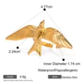 Gold Edelstahl Schwalbe Vogel Ring verstellbar geometrisch Modeschmuck wasserdicht - Gold