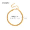 Goldenes Edelstahl geflochtenes Kettenarmband mit Verlängerung, eleganter Alltagsschmuck. - Geflochtenes Armband (JDB201467) / Gold