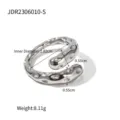 Edelstahl Unregelmaessiger Krater Offener Ring Silber Aesthetischer Modeschmuck - Offener Ring mit Geometrischer Dellenstruktur (JDR2306010-S) / Silber