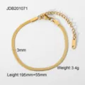 Goldfarbene Edelstahl Fischgrätketten Armband 3mm minimalistischer Alltagsschmuck - Flache Schlangenkette(JDB201071) / Gold