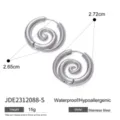 Stainless steel swirl hoop earrings, waterproof hypoallergenic irregular oval design for women. - Spiral Pleated Oval Earrings (JDE2312088-S)