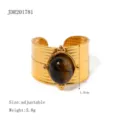 Verstellbarer Tigerauge Edelstahl Ring breiter Vintage Gold Schmuck fur Damen neu - Breiter Tigerauge Ring (JDR201781)