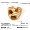 Europäischer Tigerauge Edelstahl verstellbarer Ring wasserdicht und hypoallergenes Design. - JDRW2408016-BN