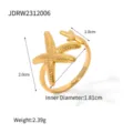 Goldener Seestern Offener Ring, minimalistisches Design, verstellbare Größe, Alltagsschmuck. - Doppel-Seestern Stil
