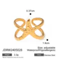 Goldener Edelstahl Seestern Verstellbarer Ring Modischer Offener Kreuz Design Schmuck - Goldener 3D-Seestern