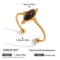 Anello vintage in acciaio inossidabile occhio di tigre aperto regolabile donna variante - Anello Vintage Perline Occhio di Tigre (JDR0307007)