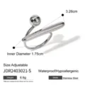 Edelstahl geometrischer verstellbarer Ring, silber poliert mit einzigartigem Kugeldesign. - Geometrischer Kugel- und Streifenring (JDR2403021-S) / Silber