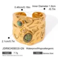 Vintage breiter Edelstahlring mit natürlichen grünen Natursteinen, wasserdichtes, hypoallergenes Design. - JDRW2408018-GN