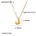Collana con ciondolo lettera J gonfia in acciaio inossidabile dorato con catena elegante. - Lettera J / Oro