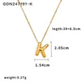 Collana con ciondolo a lettera in acciaio inossidabile stile europeo americano gioiello minimalista - Lettera K / Oro