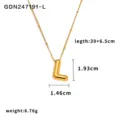 Collana con ciondolo lettera L in acciaio inossidabile dorato con catena regolabile. - Lettera L / Oro