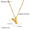 Collana con ciondolo lettera Y in acciaio inossidabile dorato con catena di perle. - Lettera Y / Oro
