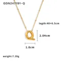 Collana con ciondolo lettera Q in acciaio inossidabile dorato, stile palloncino chic. - Lettera Q / Oro