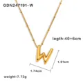 Collana con Pendente Lettera W in Acciaio Inox 3D Palloncino Iniziale Gioielli Donna e Ragazza - Lettera W / Oro