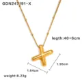 Collana con croce gonfia in acciaio inossidabile dorato gioiello minimalista chic. - Lettera X / Oro