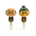 Cute elderly couple cartoon phone dust plug charm, creative resin accessory for decoration item. - Grandparents in Purple Clothes