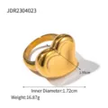 Goldener Edelstahl voluminöser Herzring retro Statement klobiger Finger Schmuck neu. - JDR2304023