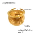 Anello retro in acciaio inossidabile massiccio, design geometrico esagerato per look chic. - GD26040712