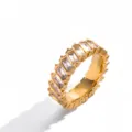 Goldfarbener Edelstahl Zirkonia offener Ring vintage Modeschmuck fuer Damen Schmuck - Stufenschnitt Stein Stil (GD26040703)