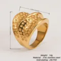 Anello chunky in acciaio inossidabile placcato oro 316L, gioiello geometrico audace. - GD26040713