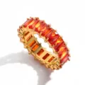 Vintage Edelstahl goldfarben Baguette orange Edelstein Ring verstellbar Variante. - Orange-Roter Reihen-Stil (GD26040704)