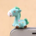 Cute cartoon spotted pony 3.5mm headphone jack dust plug, creative phone accessory detail view. - Green