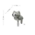 Grey cat phone plug detail shot showing dimensions and cute cute cartoon animal design compact size - Crouching Grey