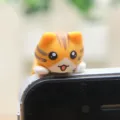 Cute cartoon cat dust plug 3.5mm headphone jack accessory cute orange kitty figurine toy - Yellow Tabby with Raised Butt