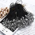 Cordones DIY negros con mosquetones metálicos y anillas para joyería y correas de teléfono - Cierre de langosta