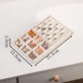 Beige fluwelen sieraden organizer tray met ring gleuven en handige opbergvakken. - Beige Middelgrote Ring + 9-Rasters Dienblad