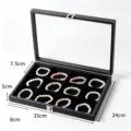 Schmuckkasten in edler Karbonfaser-Optik, schwarze Mehrfach-Vitrine für Armbänder. - 12 Fächer Box