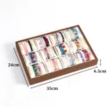 Wooden 12-Slot Bracelet Display Tray with Velvet Pillows Jewelry Storage Organizer Case - Walnut 12-Slot Display Tray / Beige