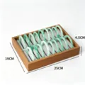 18-slot wooden jade bangle display tray, jewelry storage organizer stand for bracelets. - Horizontal Grid Storage Tray / 18 Slots / Walnut Frame with Grey Interior