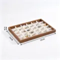 Holz Schmuckorganizer Tablett mit vielen Fächern für Ringe Ohrringe und kleine Accessoires. - 30-Gitter Schmucktablett / Beiges Futter