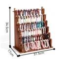 Multi-tier wooden bracelet and jewelry display stand, large capacity organizer rack for store. - 6-Layer Full Cylinder / Walnut
