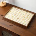 Scatola espositore per gioielli in legno di noce 100 fessure organizer porta anelli - Vassoio per 100 Anelli / Fodera Beige / Colore noce